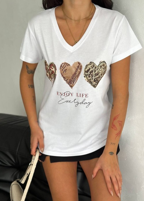 209589 WEISS T SHIRT 100% Baumwolle