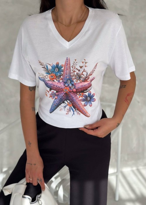 209592 WEISS T SHIRT 100% Baumwolle