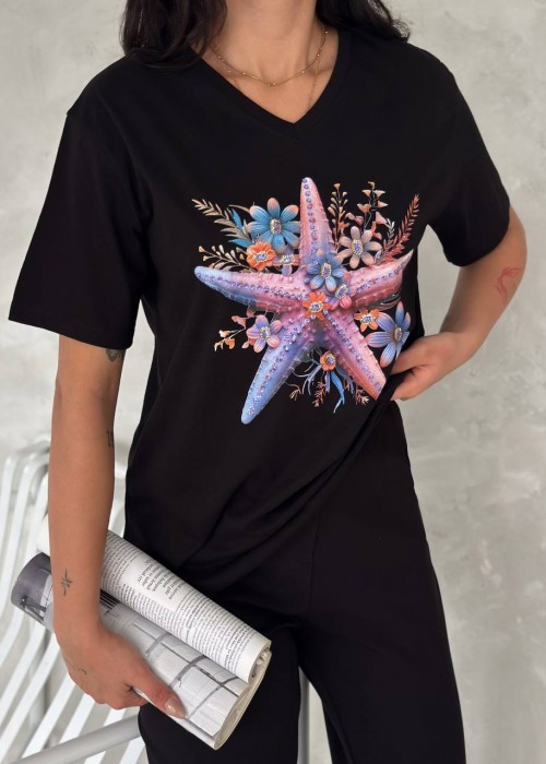 209593 SCHWARZ T SHIRT 100% Baumwolle