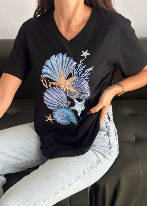 209600 SCHWARZ T SHIRT 100% Baumwolle