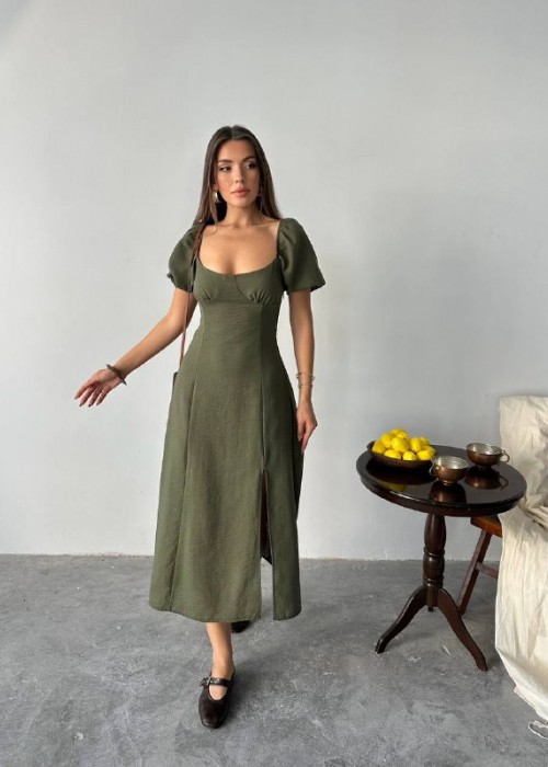 209635 HAKİ ELBİSE AİROBİN KUMAŞ
