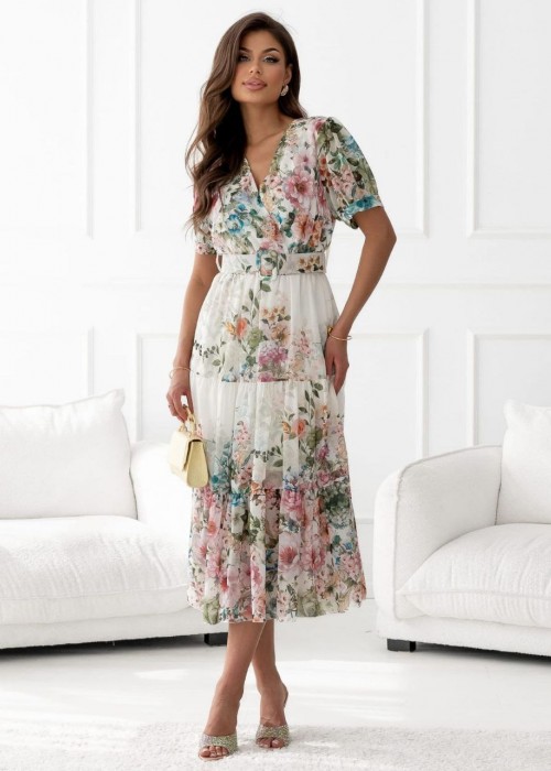 209658 GEMUSTERT KLEID CHIFFON STOFF