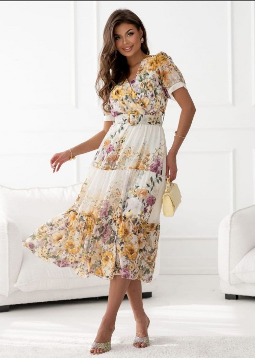 209660 GEMUSTERT KLEID CHIFFON STOFF