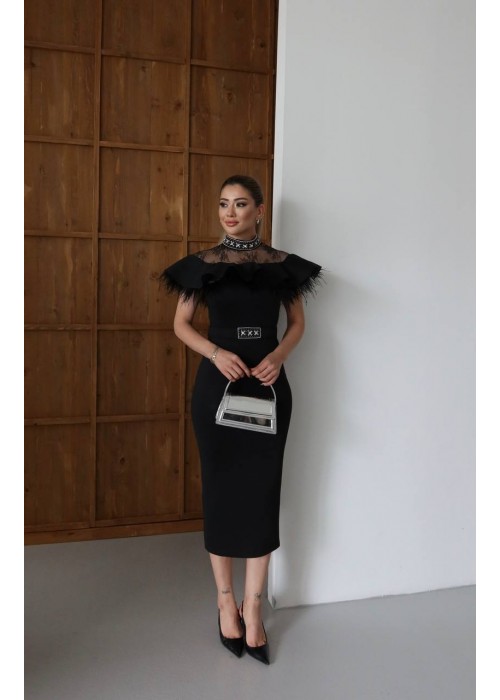 209666 SCHWARZ COCKRAİLKLEİD