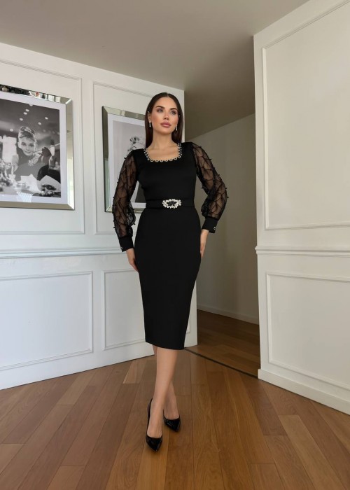 209685 SCHWARZ COCKRAİLKLEİD SPITZEN