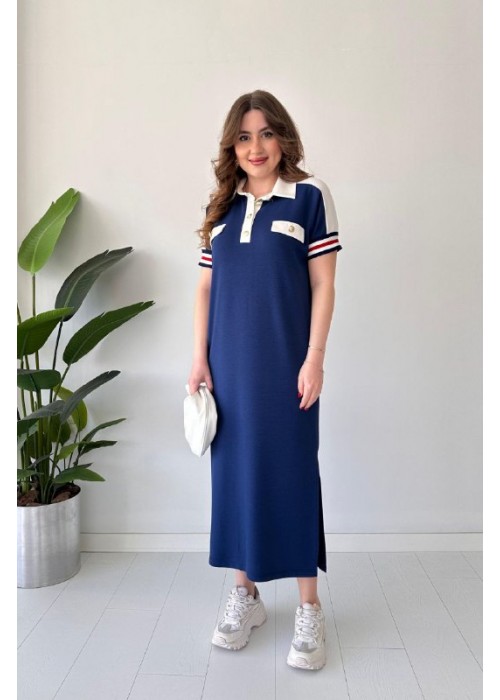 209700 NAVY BLAU KLEID Modal Stoff