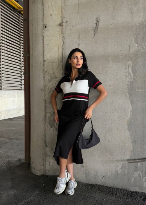 209702 SCHWARZ KLEID Modal Stoff