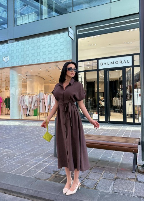 209711 KAFFEE KLEID Modal Stoff
