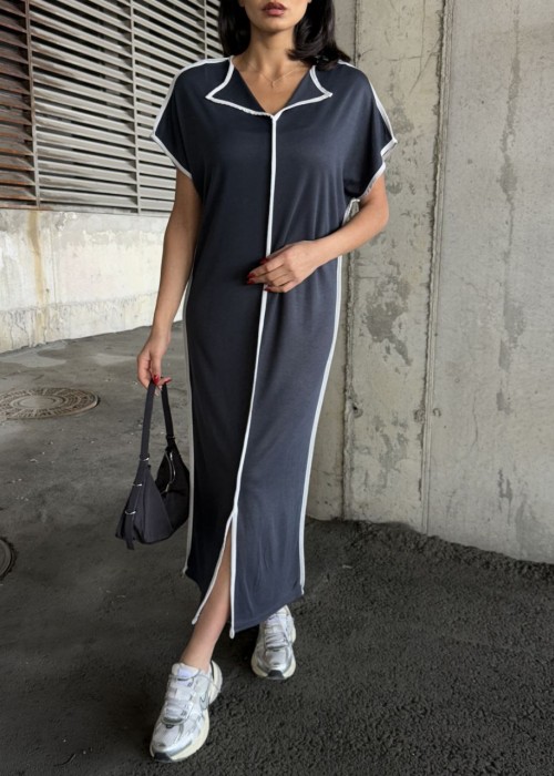 209724 NAVY BLAU KLEID Modal Stoff