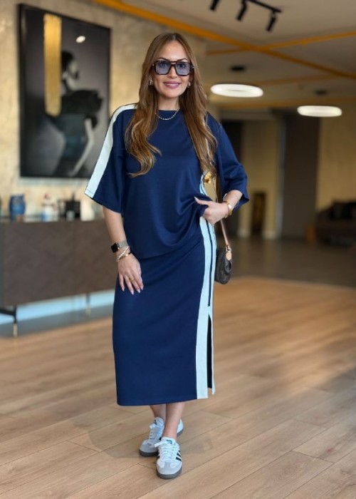 209729 NAVY BLAU MANNSCHAFT Modal Stoff