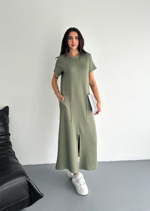 209733 HAKİ ELBİSE MODAL KUMAŞ