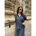 210002 NAVY BLAU MANNSCHAFT TENCEL STOFF