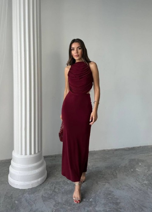 210284 BORDO ELBİSE SANDY KUMAŞ