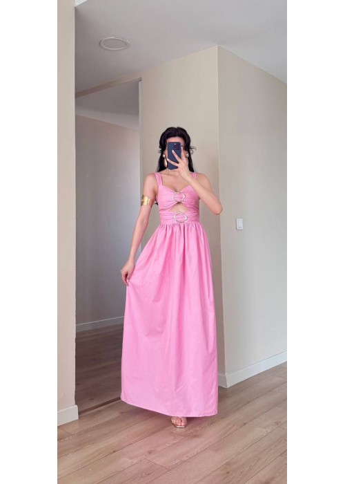 210331 PEMBE ELBİSE POPLİN KUMAŞ