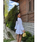 210355 KAHVE ELBİSE KETEN KUMAŞ