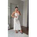 210422 BEYAZ ELBİSE KETEN KUMAŞ