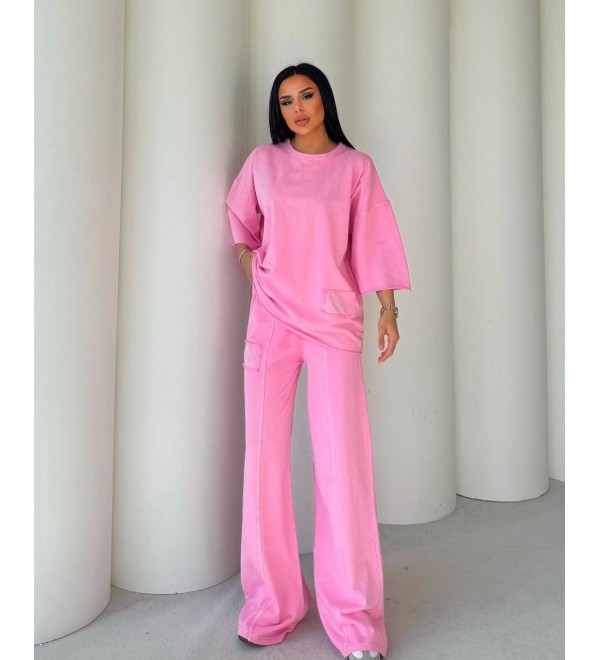 210569 PEMBE EŞOFMAN TAKIM COMPACT KUMAŞ