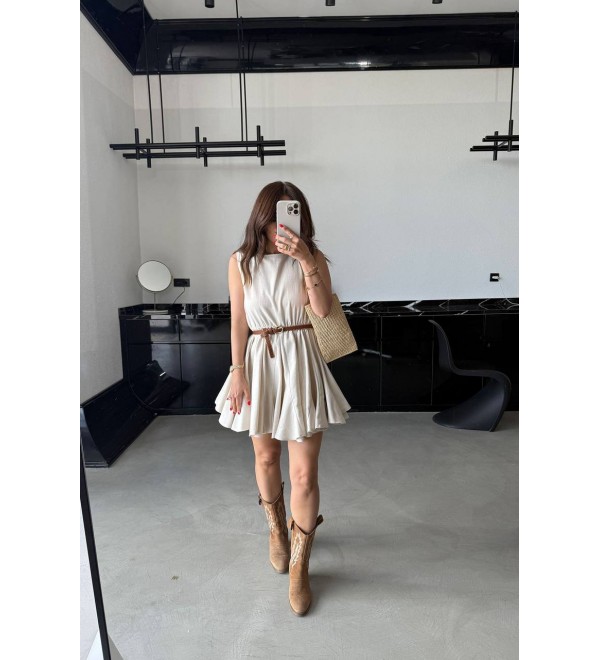 210638 KREM ELBİSE