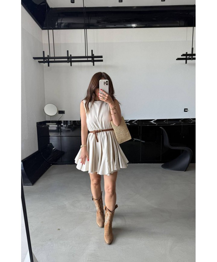 210638 KREM ELBİSE