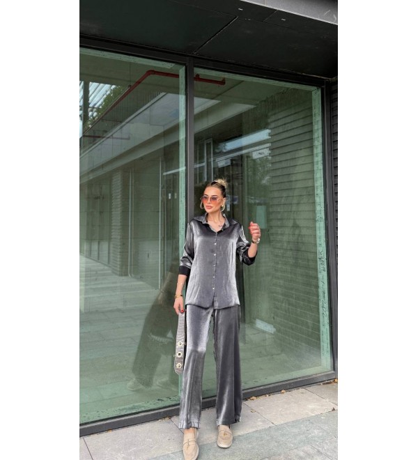 210684 ANTRASİT TAKIM SATEN KUMAŞ