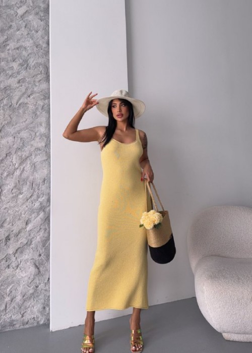 210767 SARI ELBİSE TRİKO