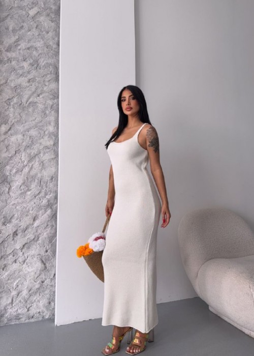 210768 EKRU ELBİSE TRİKO