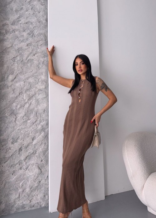 210774 KAHVE ELBİSE TRİKO