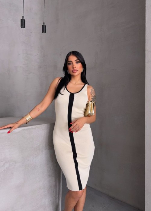 210789 KREM ELBİSE TRİKO