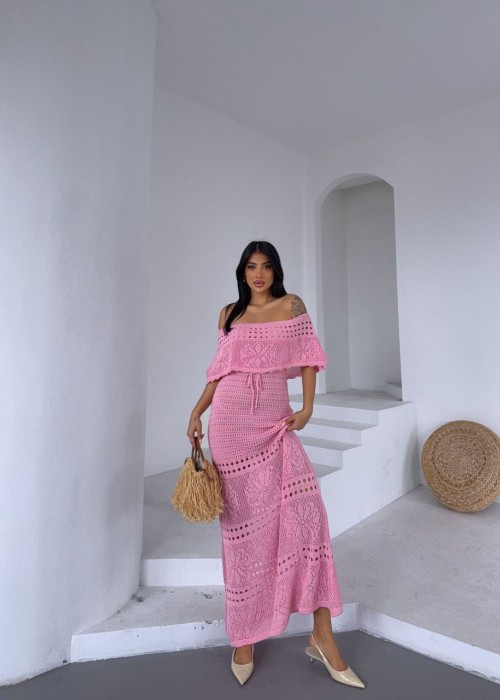 210791 PEMBE ELBİSE TRİKO