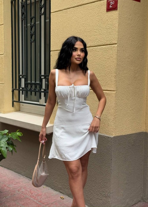 210831 BEYAZ ELBİSE POPLİN KUMAŞ