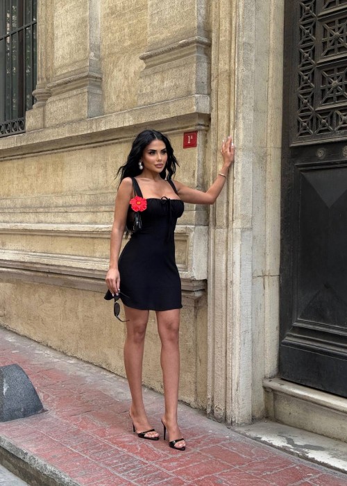 210832 SİYAH ELBİSE POPLİN KUMAŞ