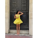 210838 GELB KLEID KURZE HOSE