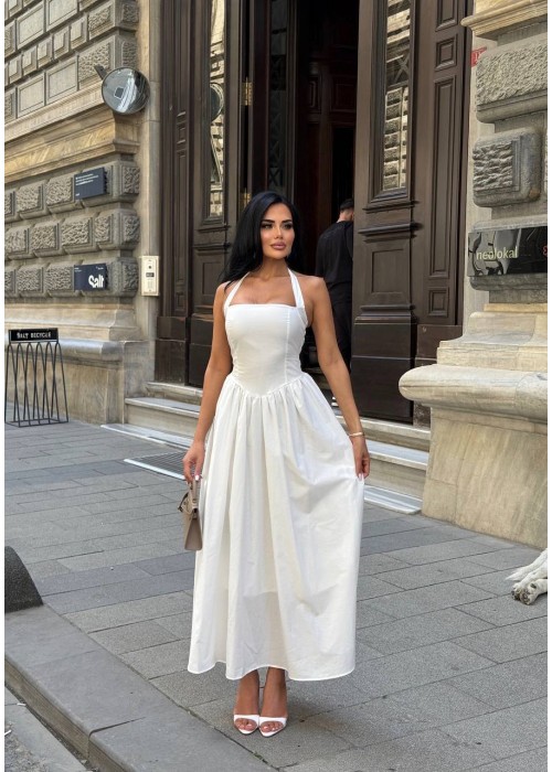 210858 BEYAZ ELBİSE POPLİN KUMAŞ