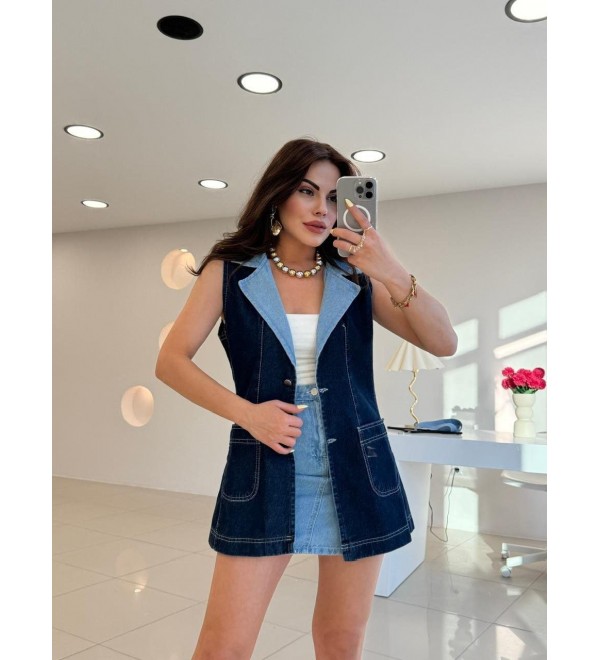 210889 LARCİVET YELEK DENİM