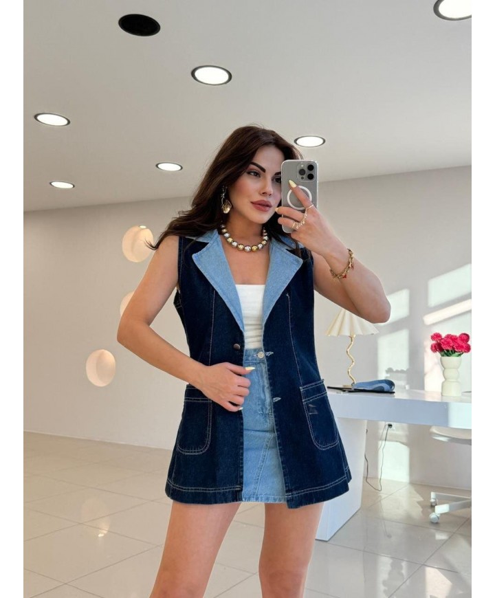 210889 LARCİVET YELEK DENİM