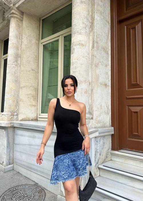 210906 GARNİLİ ELBİSE DENİM