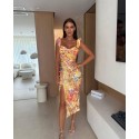 210927 GEMUSTERT KLEID ATLAS STOFF