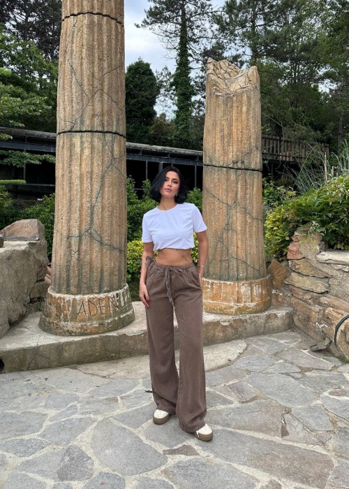 211029 COFFEE TROUSERS Gabardin fabric