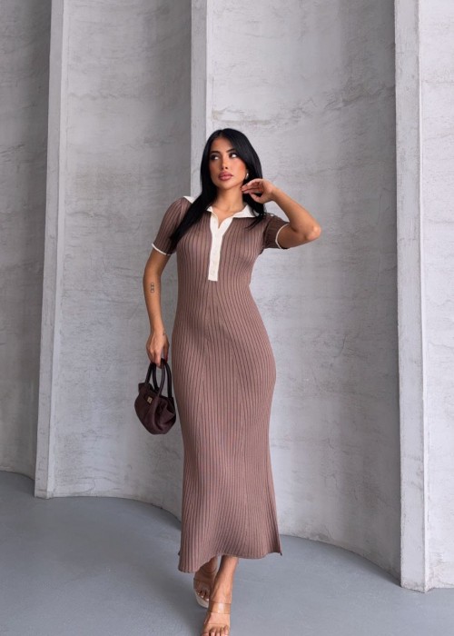 211087 KAFFEE KLEID STRICKWAREN