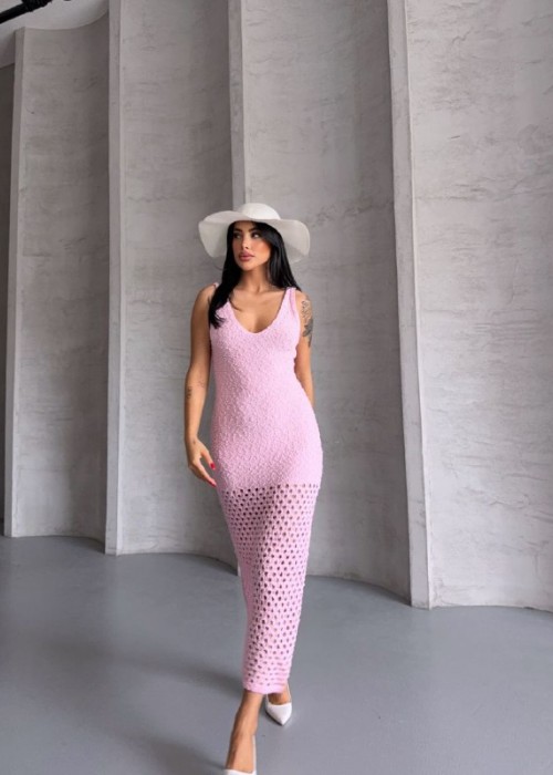 211091 PEMBE ELBİSE TRİKO