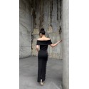 211154 BLACK COCKTAİL DRESS SCUBA FABRIC