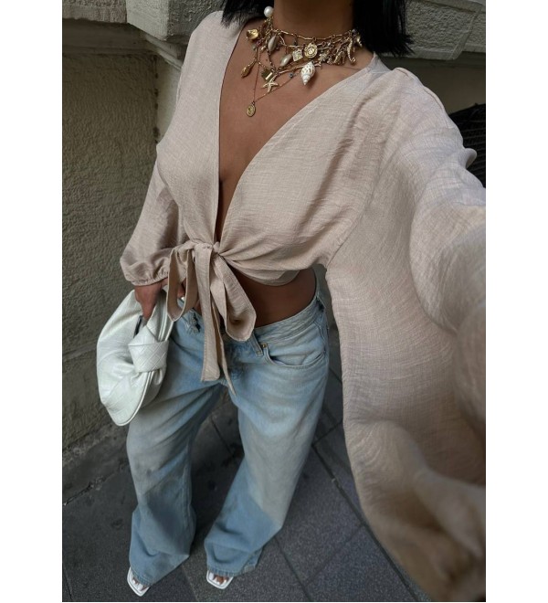 211169 CREAM BLOUSE LINEN FABRIC