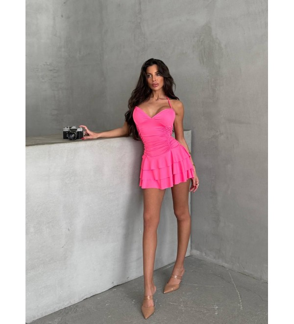 211354 PEMBE ELBİSE MİCRO KUMAŞ