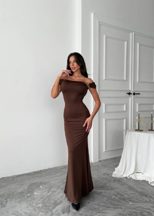 211369 KAHVE ELBİSE LYCRA