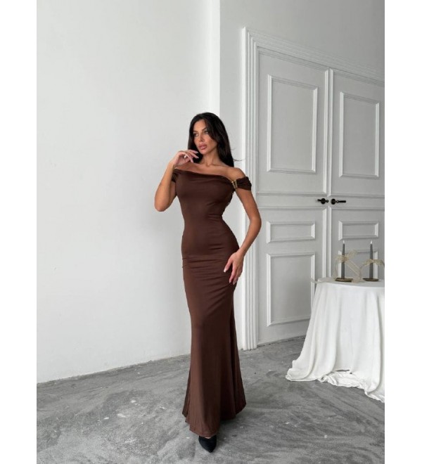 211369 KAHVE ELBİSE LYCRA