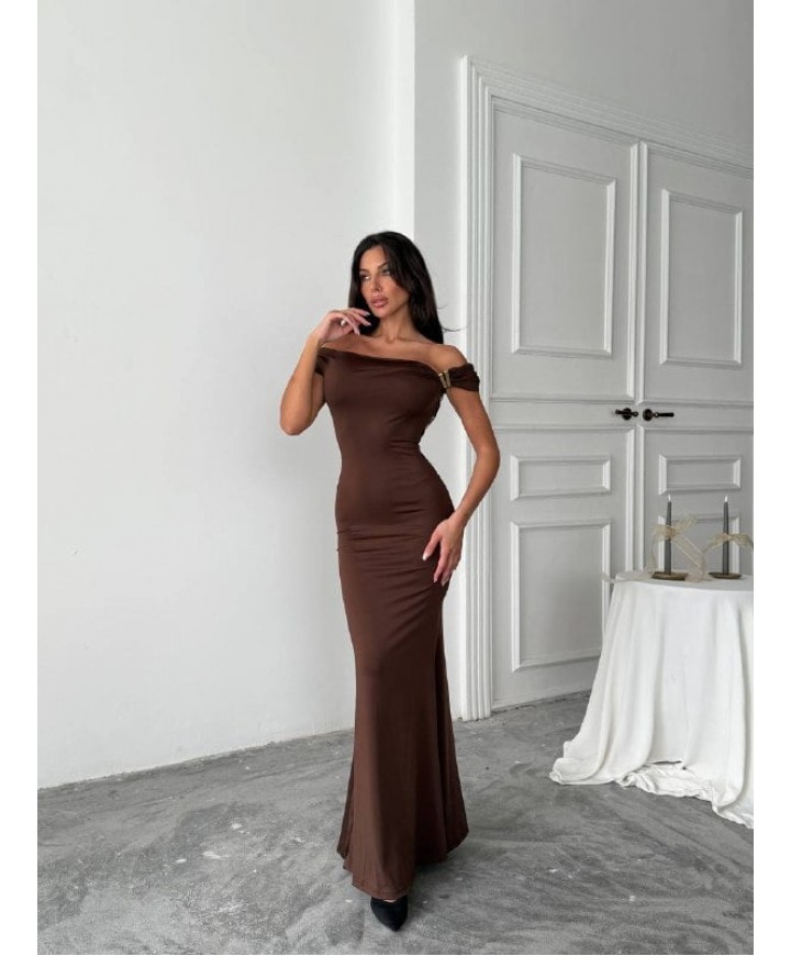 211369 KAHVE ELBİSE LYCRA
