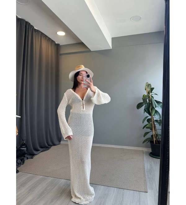 211646 BEYAZ ELBİSE PAREO