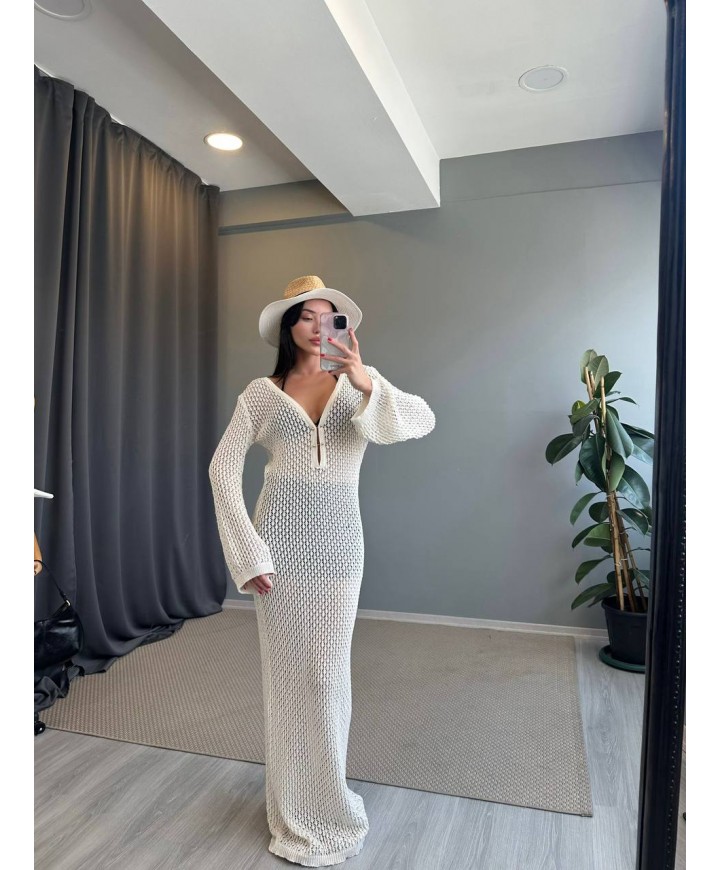 211646 BEYAZ ELBİSE PAREO