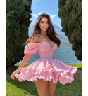 211666 PEMBE ELBİSE DUBAİ KUMAŞ