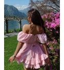 211666 PEMBE ELBİSE DUBAİ KUMAŞ